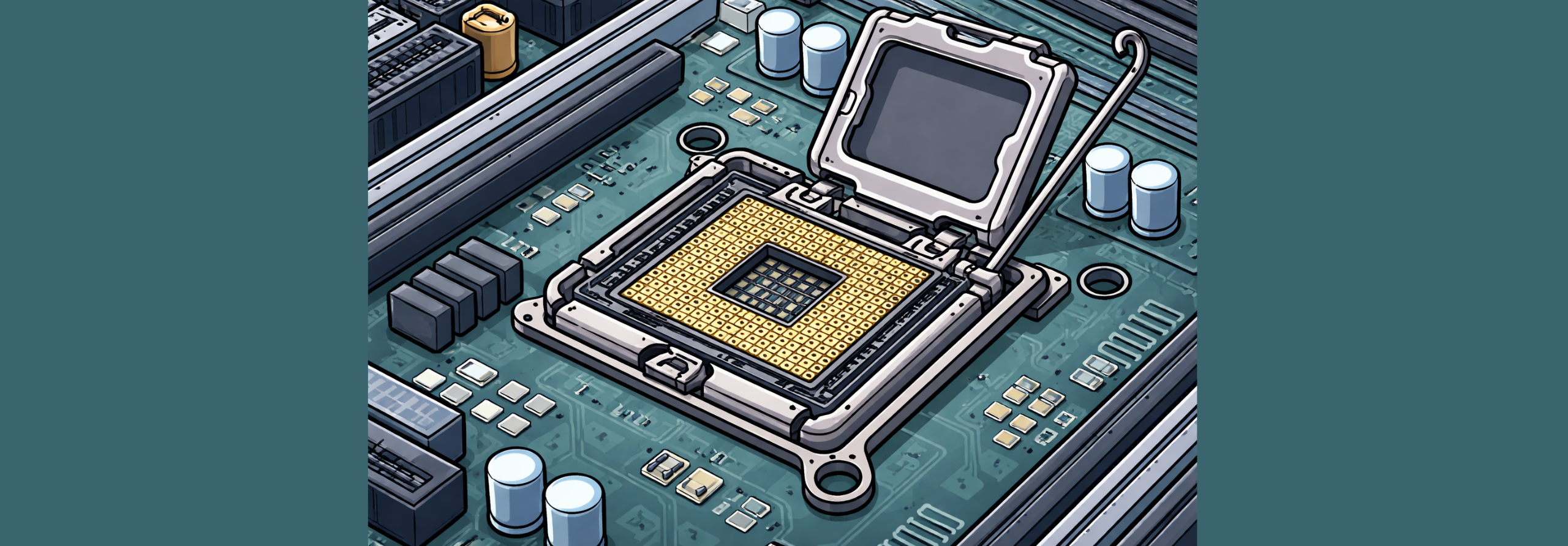 CPU socket on a motherboard